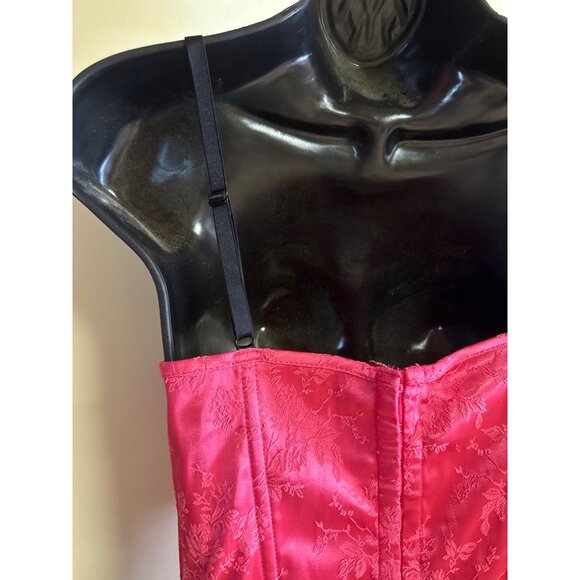 Pink & Black Fredricks of Hollywood M Lace Floral Corset Top - Picture 5 of 9